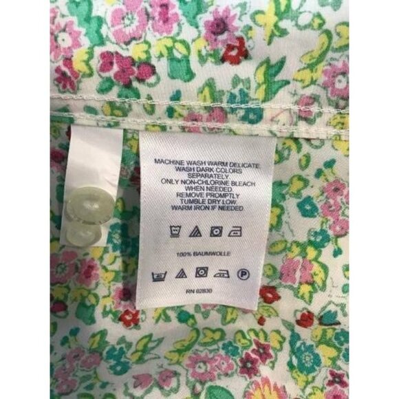 Lands End Top Plus 14 Pink Floral Collar Button - Picture 5 of 5